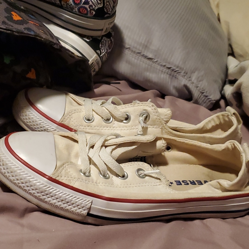 cream color Converse All Star womens shoes